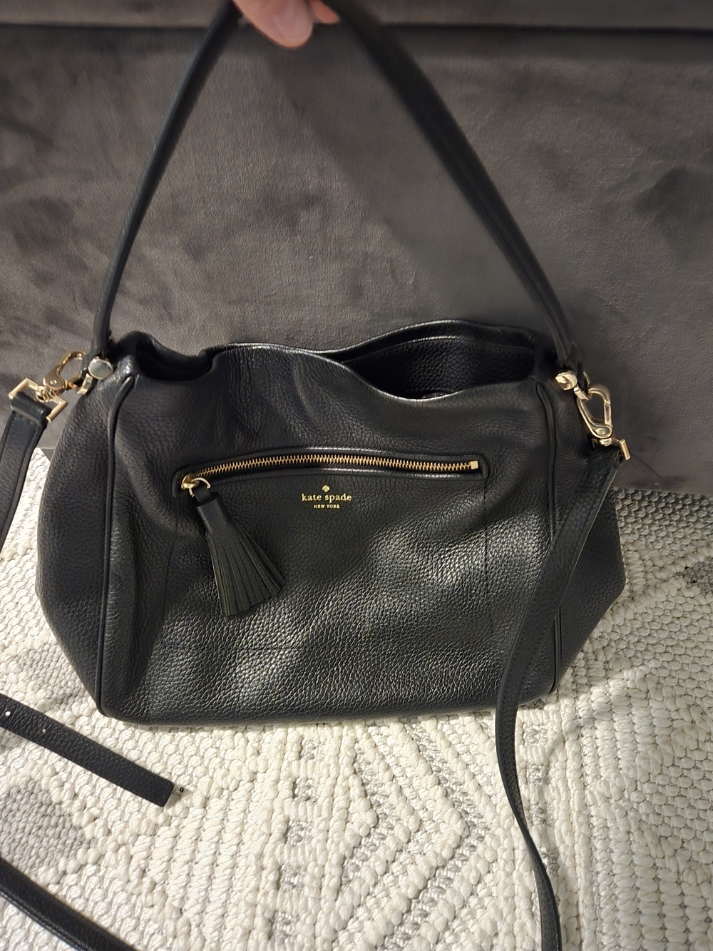 Kate Spade Black Leather Tassel Shoulder Bag